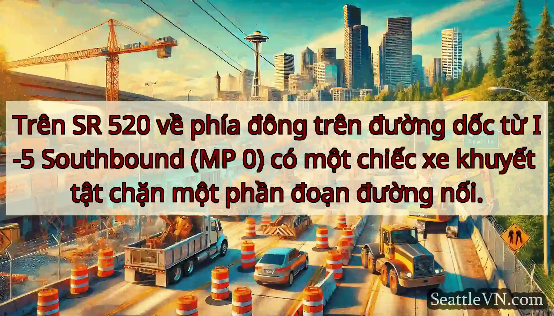 Trên SR 520 về phía đông trên đường dốc từ I-5