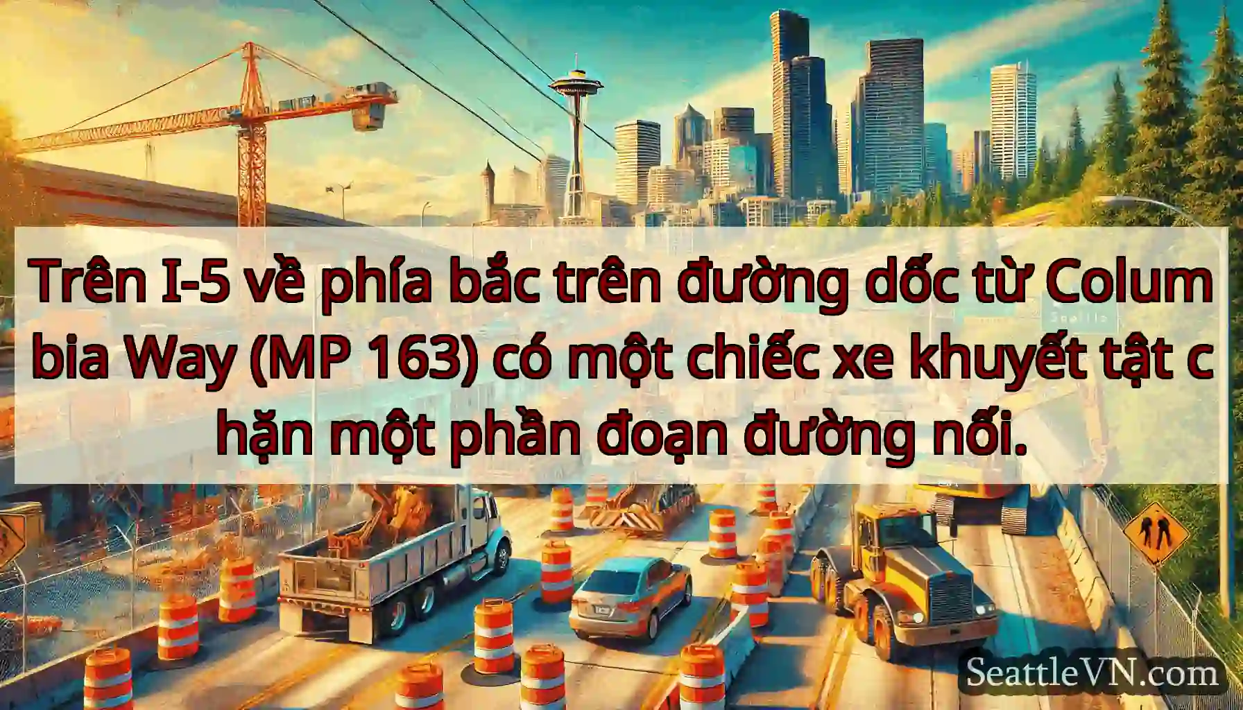 Trên I-5 về phía bắc trên đường dốc từ Columbia