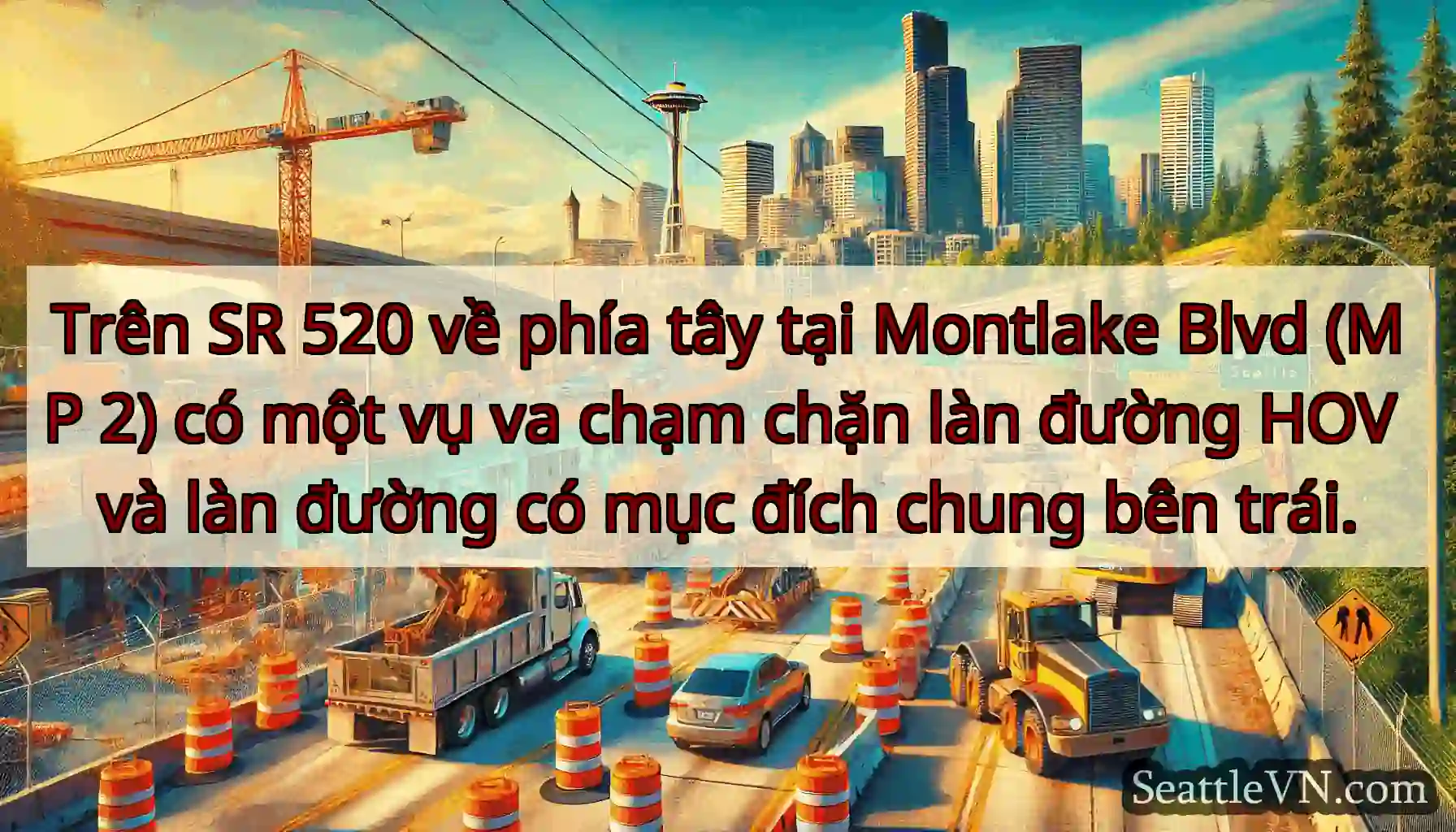 Trên SR 520 về phía tây tại Montlake Blvd (MP 2)