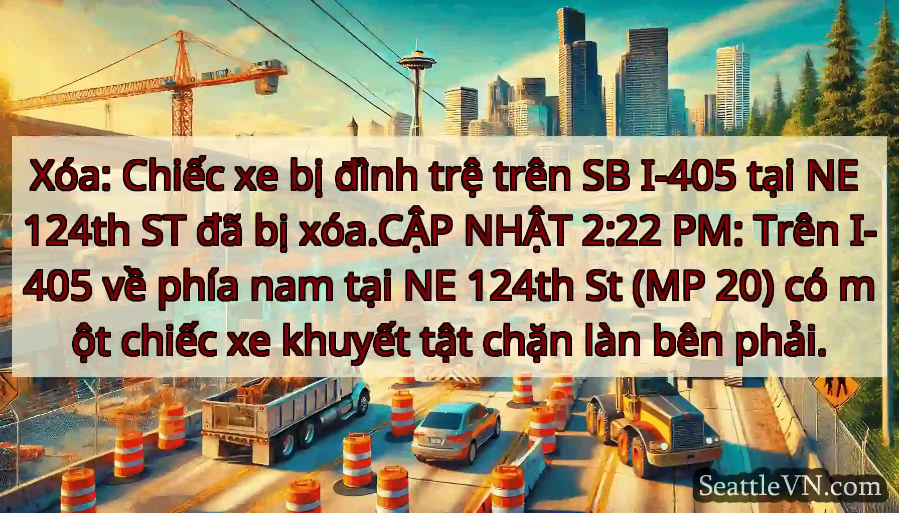 Xóa: Chiếc xe bị đình trệ trên SB I-405 tại NE
