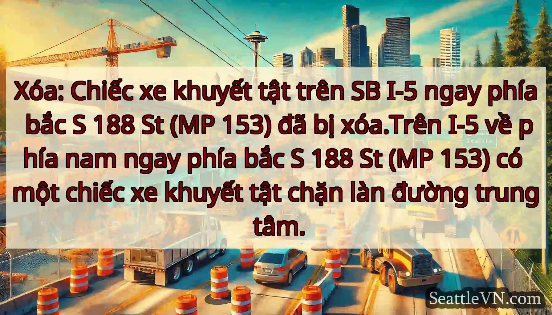 Xóa: Chiếc xe khuyết tật trên SB I-5 ngay phía