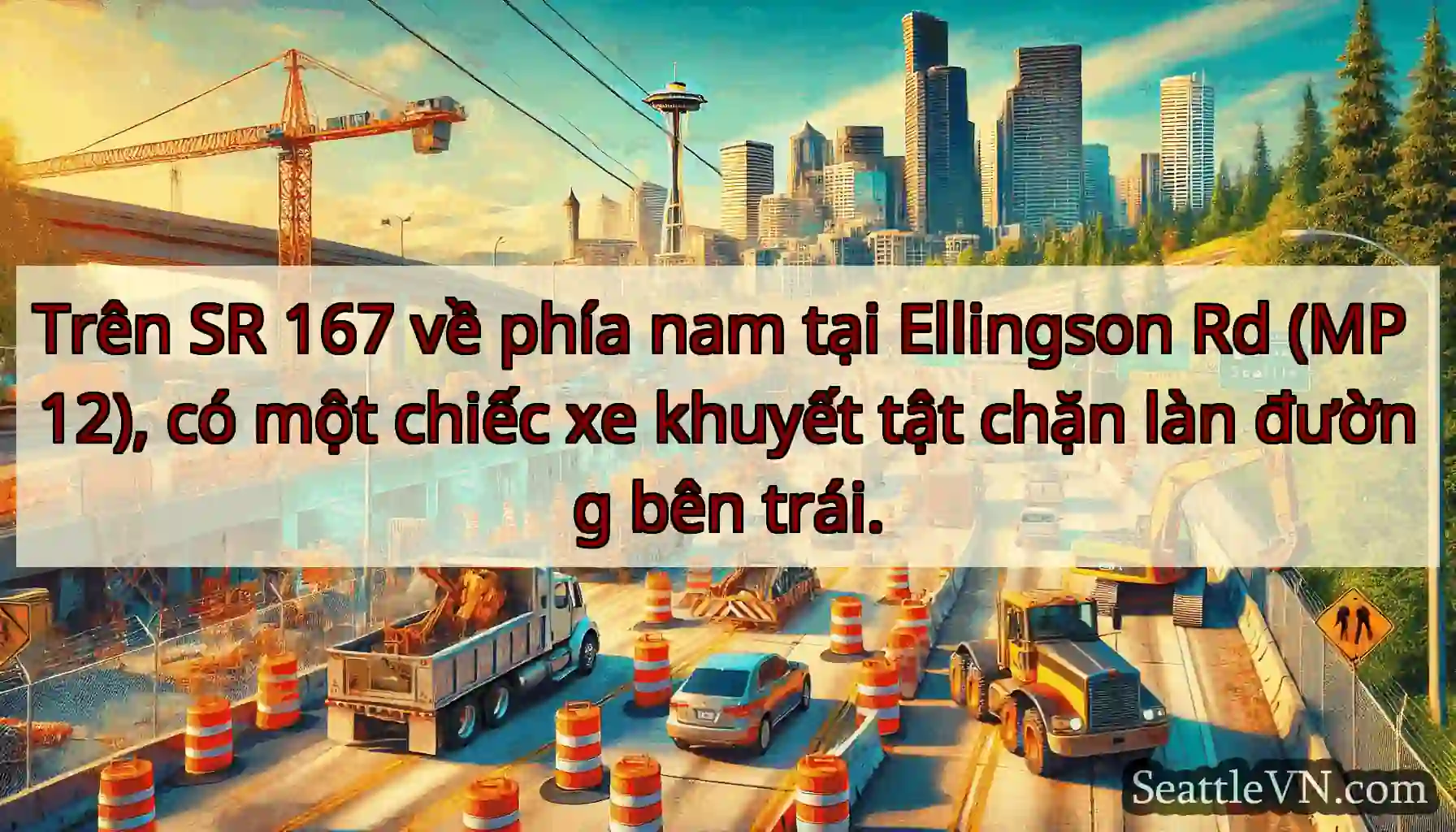 Trên SR 167 về phía nam tại Ellingson Rd (MP 12),
