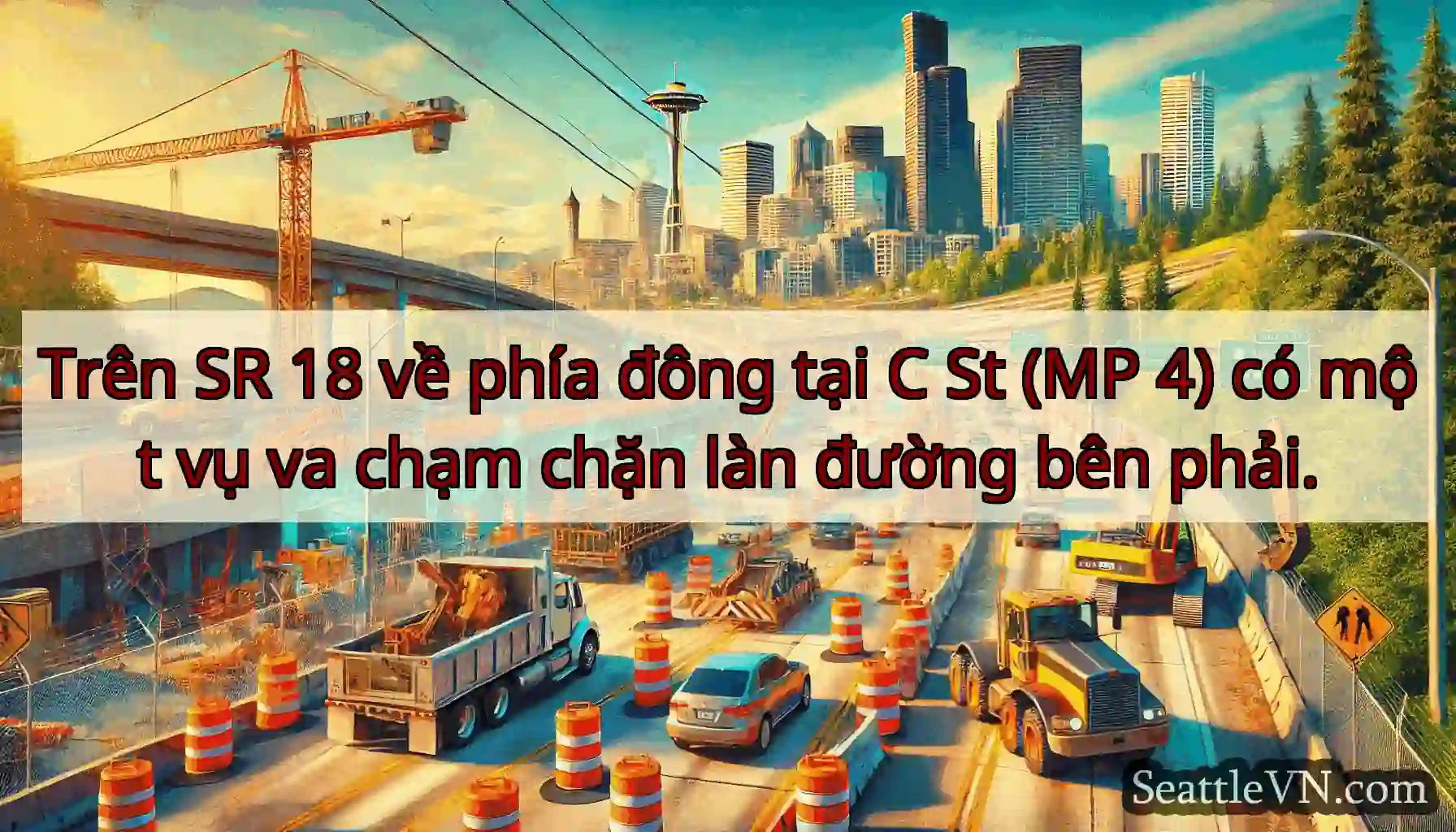Trên SR 18 về phía đông tại C St (MP 4) có một vụ