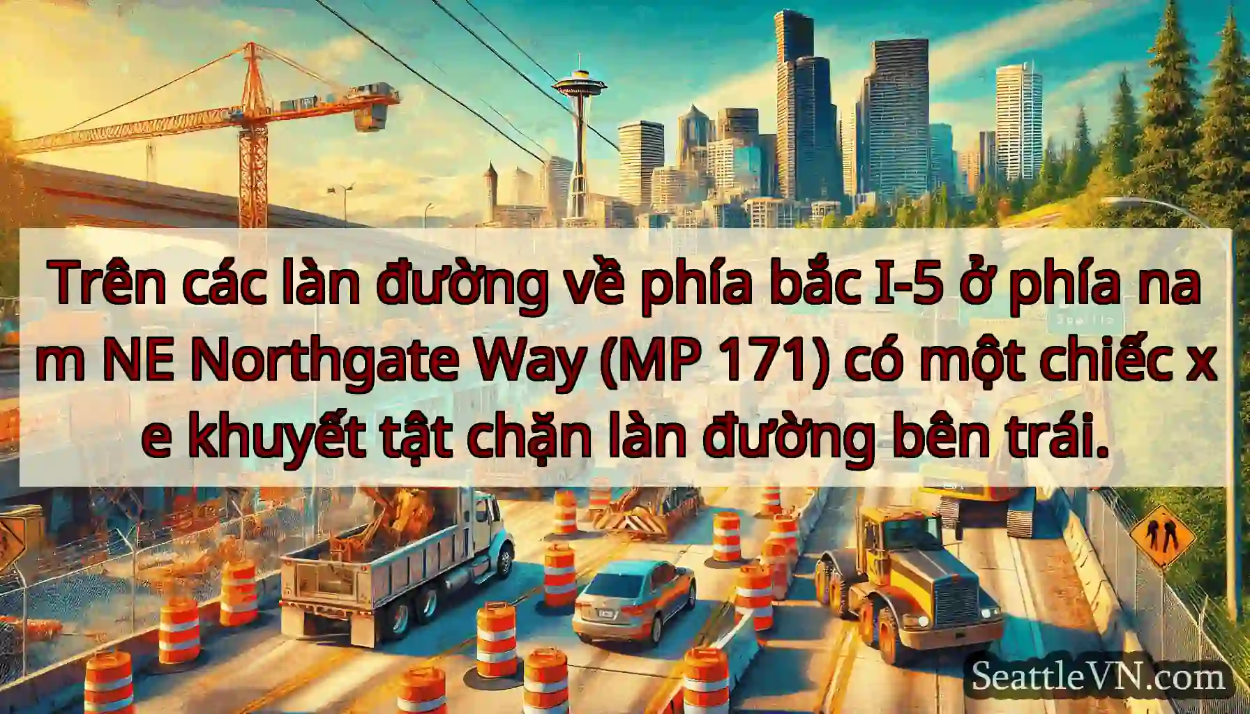 Trên các làn đường về phía bắc I-5 ở phía nam NE