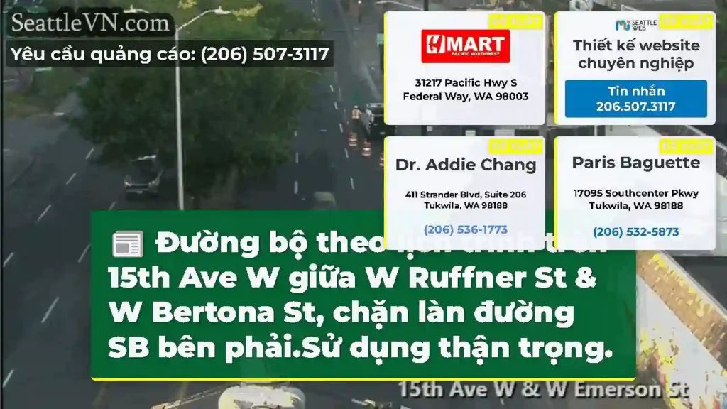 Đường bộ theo lịch trình trên 15th Ave W giữa W