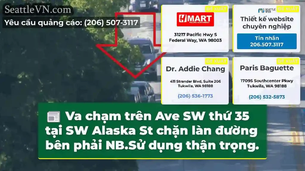 Va chạm trên Ave SW thứ 35 tại SW Alaska St chặn