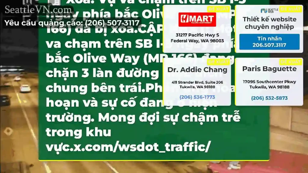 Xóa: Vụ va chạm trên SB I-5 ngay phía bắc Olive