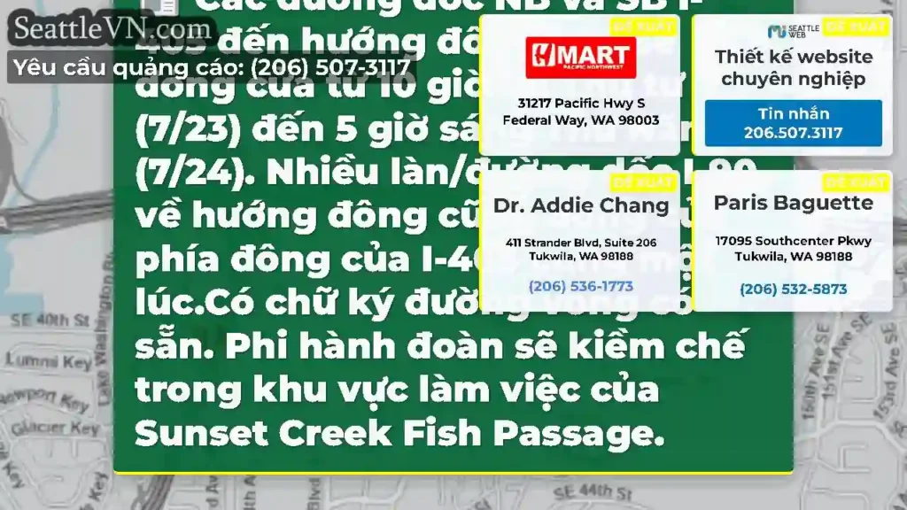 Các đường dốc NB và SB I-405 đến hướng đông I-90