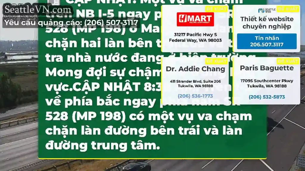 CẬP NHẬT: Một vụ va chạm trên NB I-5 ngay phía