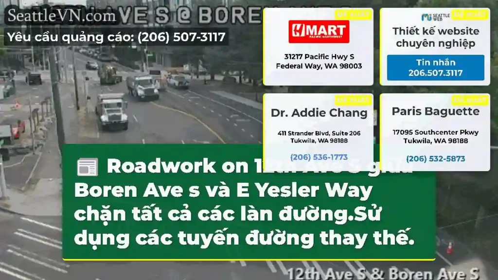 Roadwork on 12th Ave S giữa Boren Ave s và E