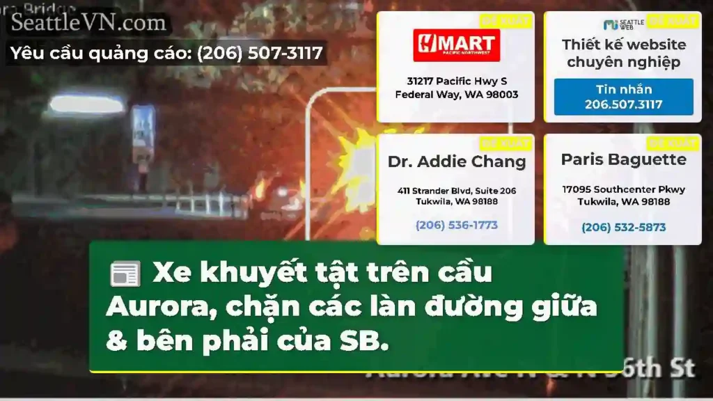 Xe khuyết tật trên cầu Aurora, chặn các làn đường