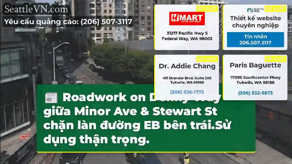 Roadwork on Denny Way giữa Minor Ave & Stewart St