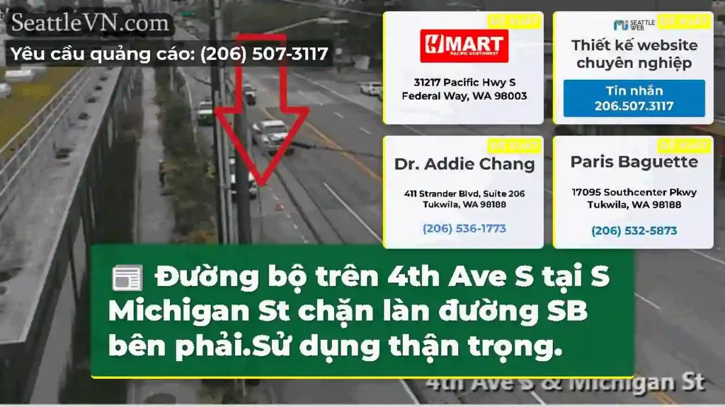 Đường bộ trên 4th Ave S tại S Michigan St chặn