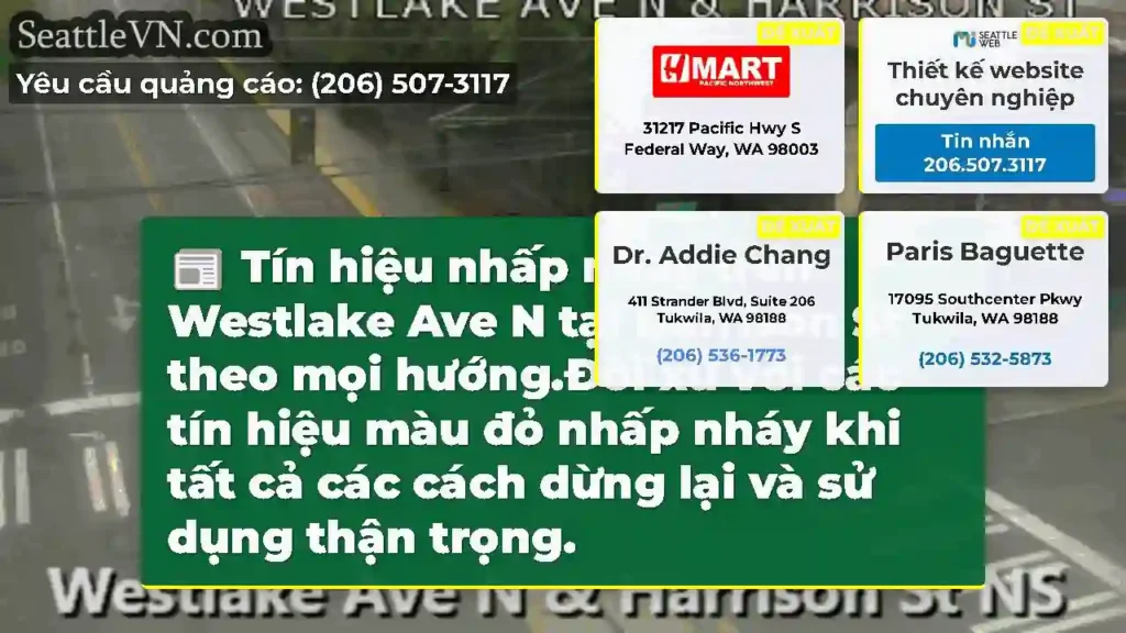 Tín hiệu nhấp nháy trên Westlake Ave N tại