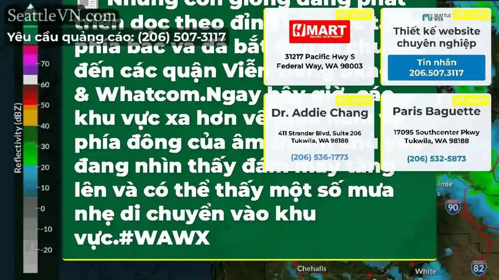 Những cơn giông đang phát triển dọc theo đỉnh của