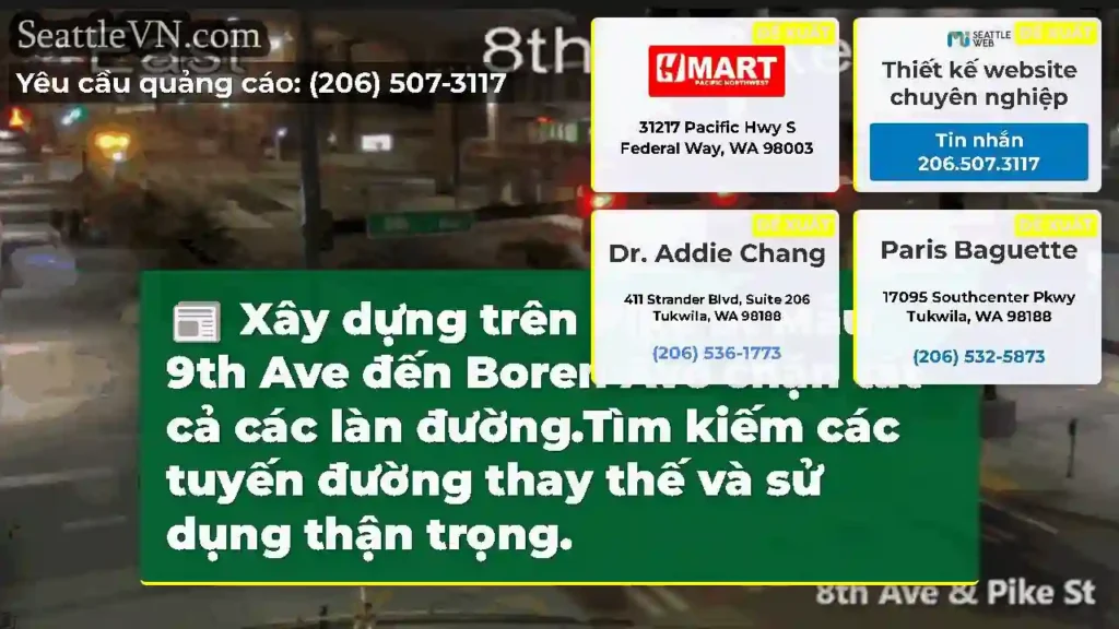 Xây dựng trên Pike St Mẫu 9th Ave đến Boren Ave