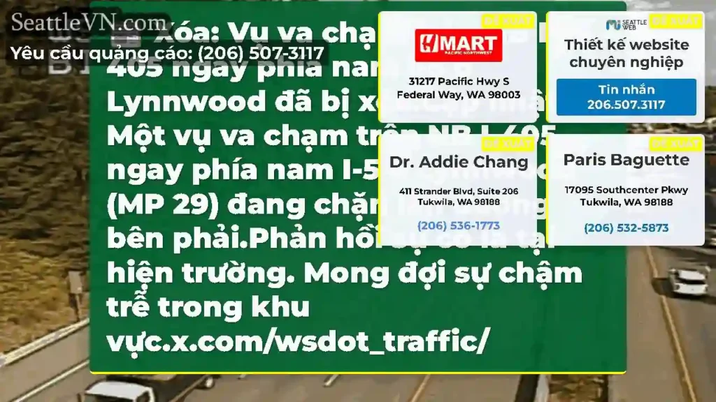 Xóa: Vụ va chạm trên NB I-405 ngay phía nam I-5 ở