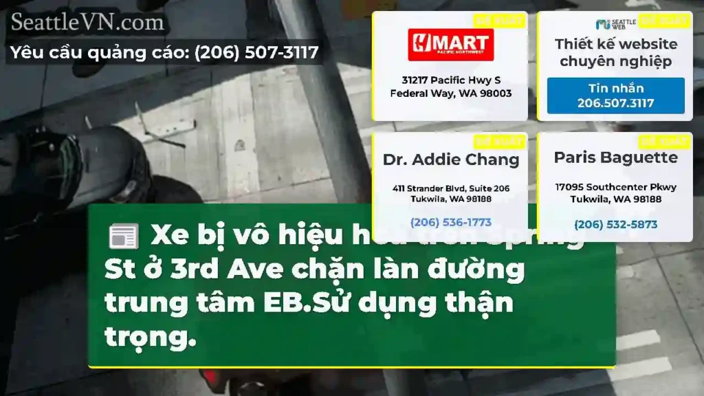 Xe bị vô hiệu hóa trên Spring St ở 3rd Ave chặn
