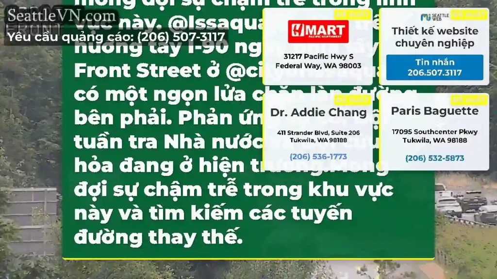 CẬP NHẬT: Làn đường bên phải của WB I-90 ngay