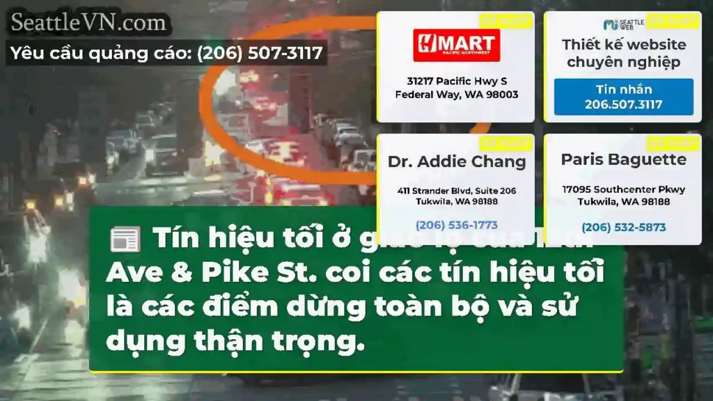 Tín hiệu tối ở giao lộ của 12th Ave & Pike St.