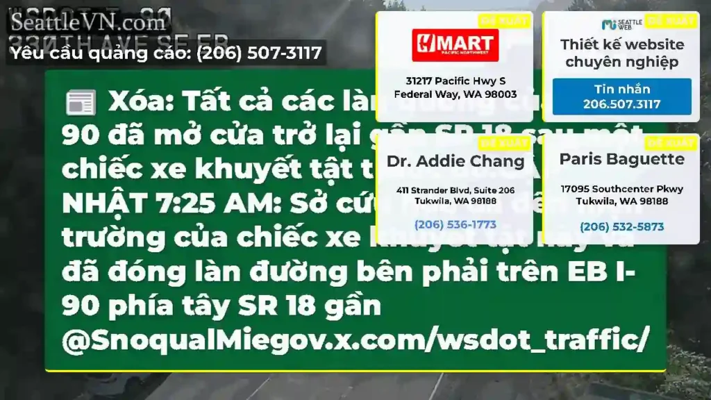 Xóa: Tất cả các làn đường của EB I-90 đã mở cửa