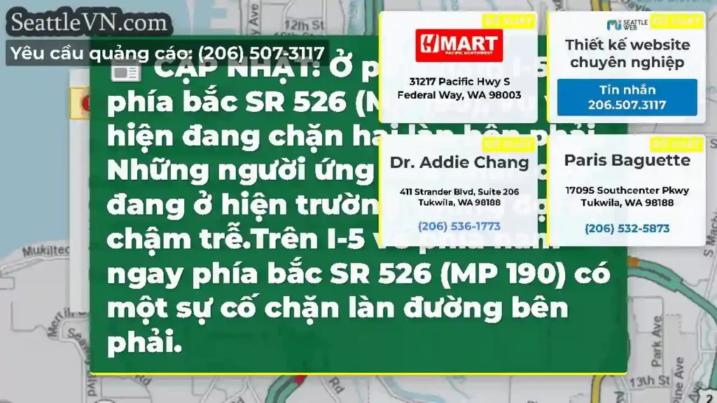 CẬP NHẬT: Ở phía nam I-5 ở phía bắc SR 526 (MP