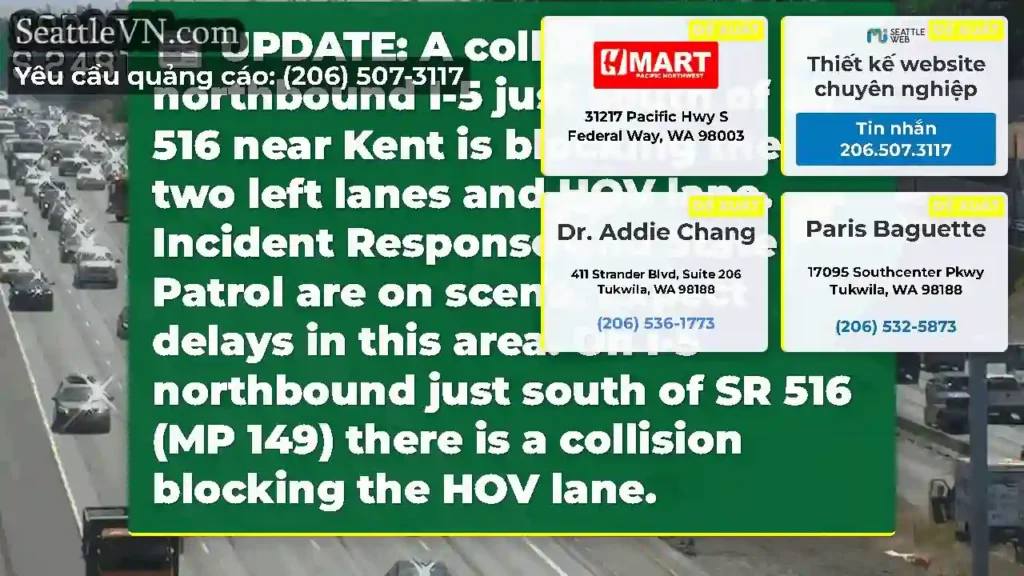 UPDATE: A collision on northbound I-5 just south