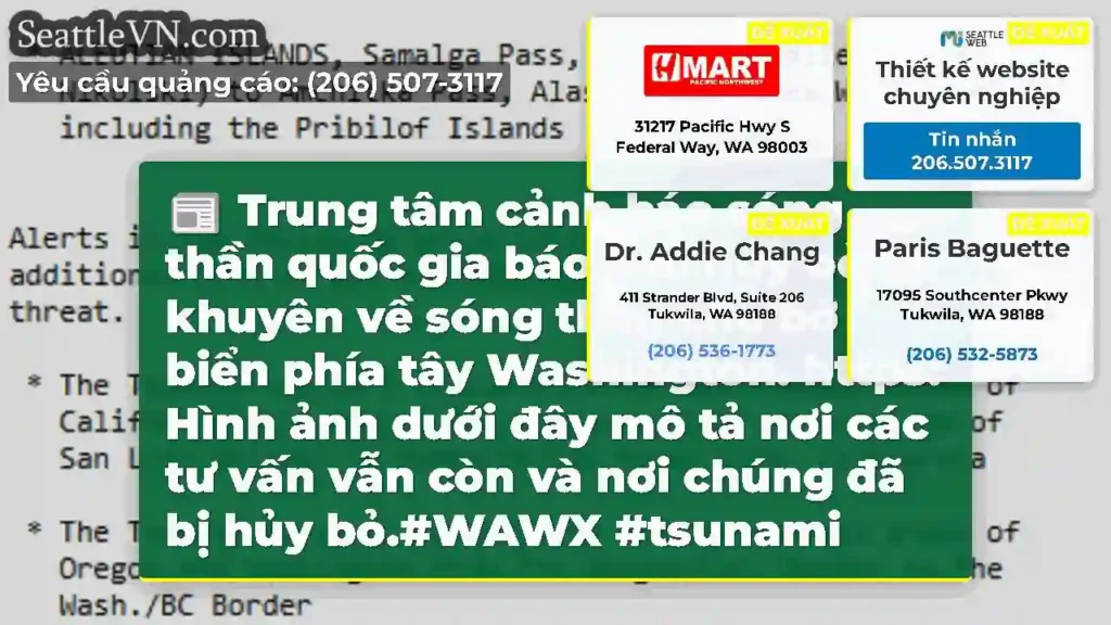 Trung tâm cảnh báo sóng thần quốc gia báo cáo hủy