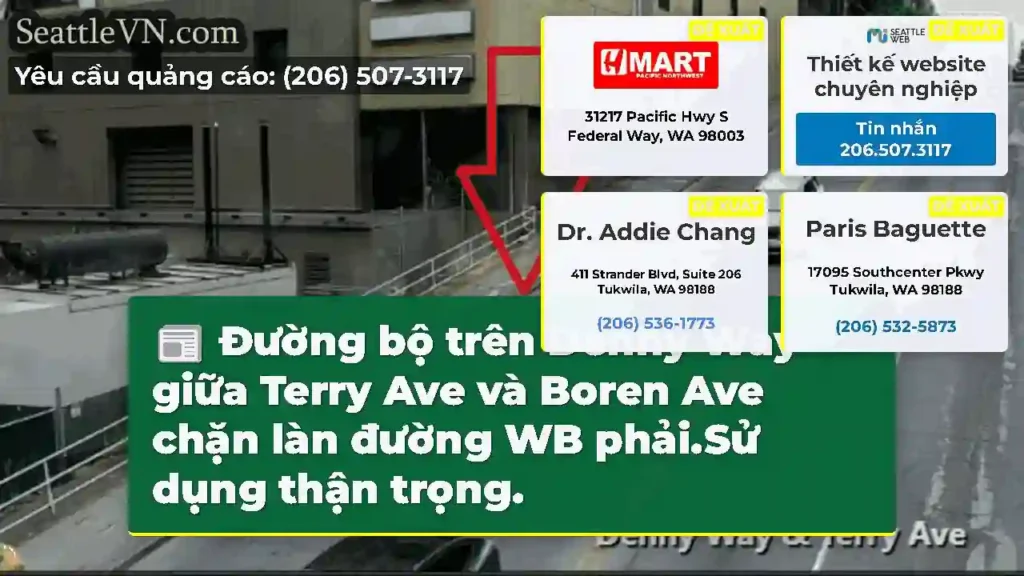 Đường bộ trên Denny Way giữa Terry Ave và Boren