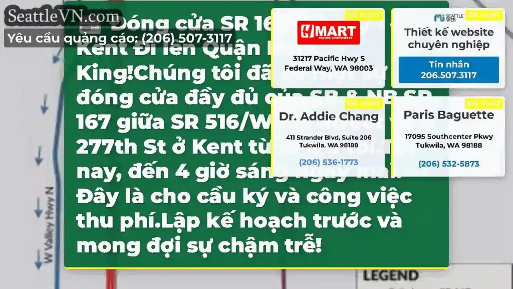 Đóng cửa SR 167 tối nay - ở Kent