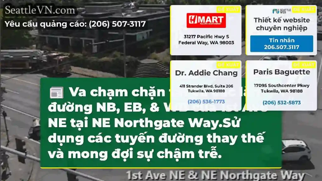 Va chạm chặn tất cả các làn đường NB, EB, & WB