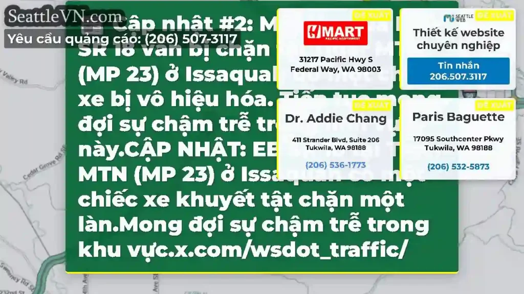Cập nhật #2: Một làn của EB SR 18 vẫn bị chặn tại
