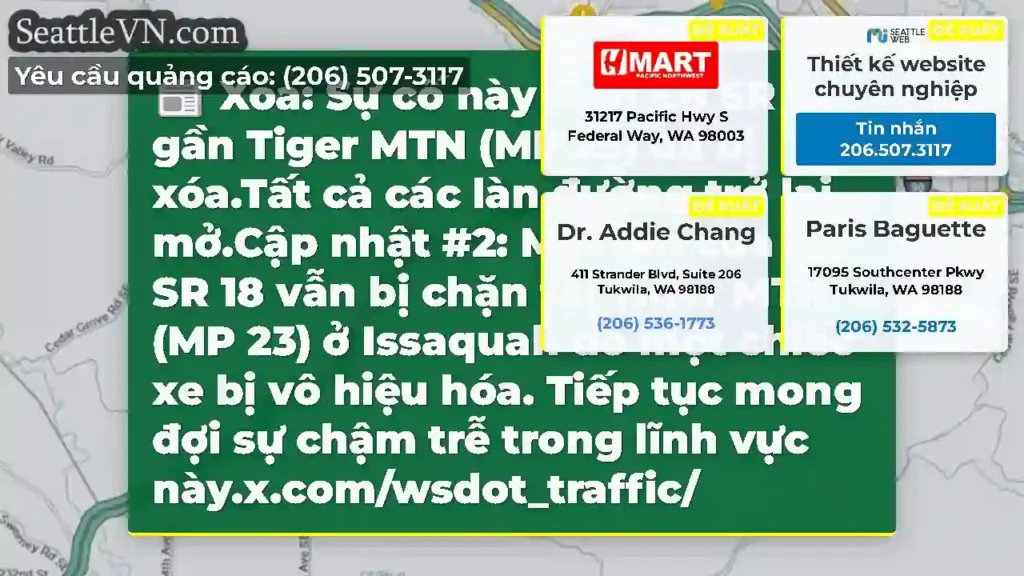 Xóa: Sự cố này trên EB SR 18 gần Tiger MTN (MP