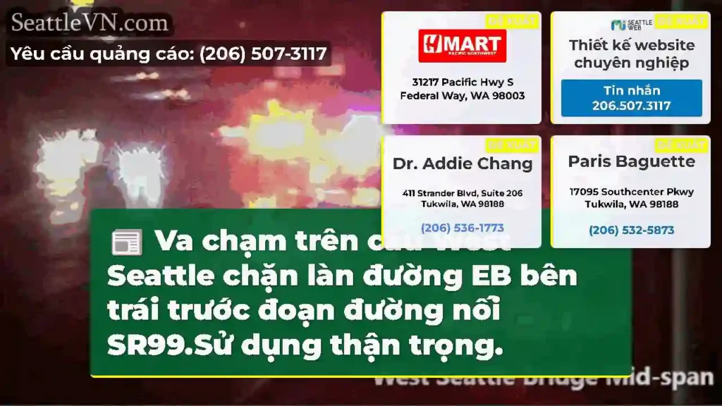Va chạm trên cầu West Seattle chặn làn đường EB