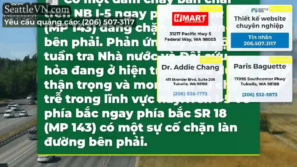 Có một đám cháy bàn chải trên NB I-5 ngay phía