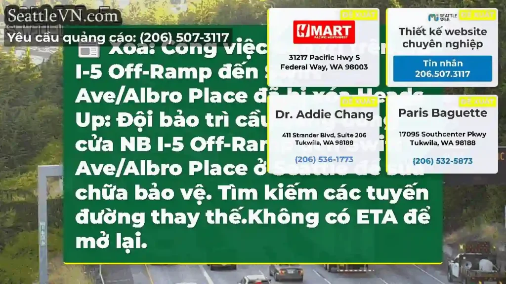 Xóa: Công việc bảo trì trên NB I-5 Off-Ramp đến