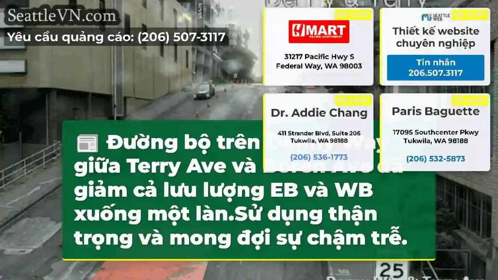 Đường bộ trên Denny Way giữa Terry Ave và Boren