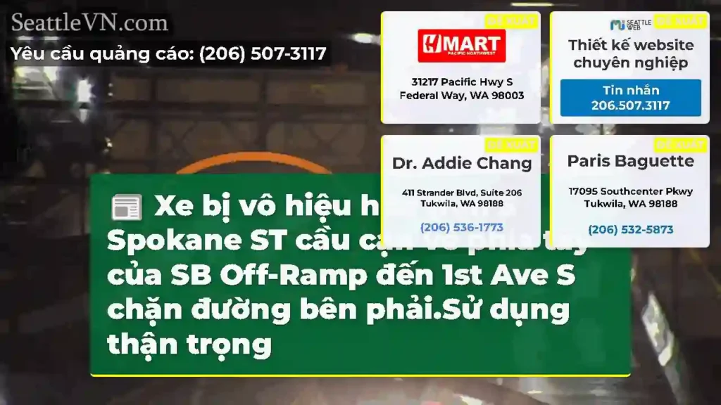 Xe bị vô hiệu hóa trên S Spokane ST cầu cạn về