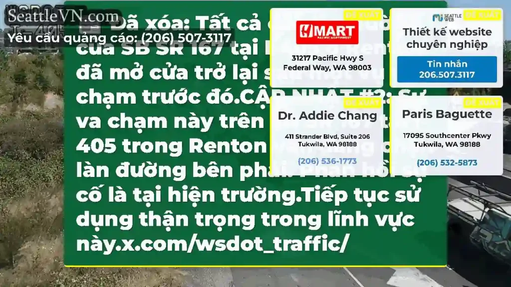 Đã xóa: Tất cả các làn đường của SB SR 167 tại