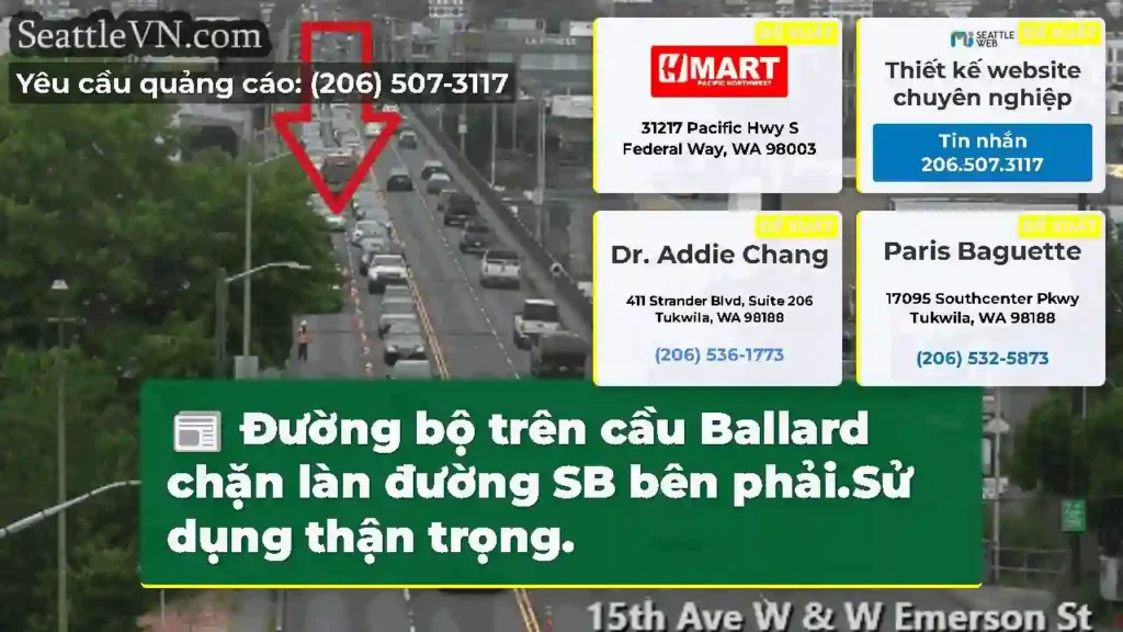 Đường bộ trên cầu Ballard chặn làn đường SB bên