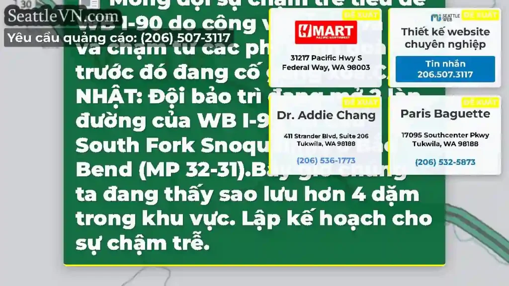 Mong đợi sự chậm trễ tiêu đề WB I-90 do công việc