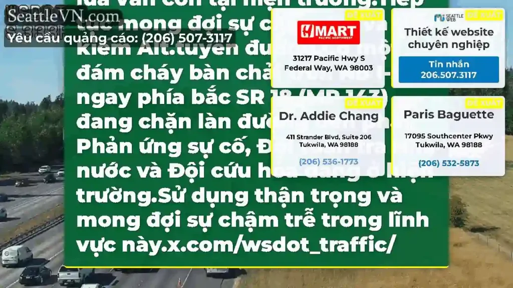 CẬP NHẬT: Lửa cọ này trên NB I-5 ngay phía bắc SR