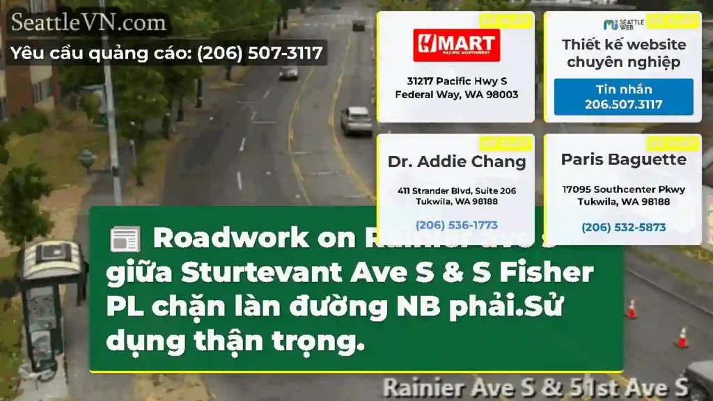 Roadwork on Rainier ave s giữa Sturtevant Ave S &