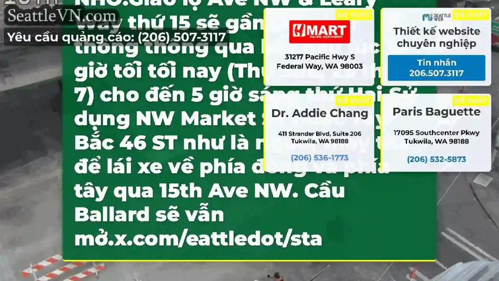 Nhắc nhở: The 15th Ave NW & NW Leary Way giao lộ