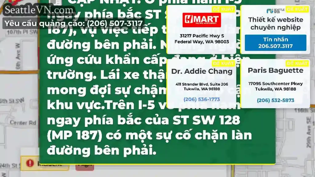 CẬP NHẬT: Ở phía nam I-5 ngay phía bắc ST SW 128