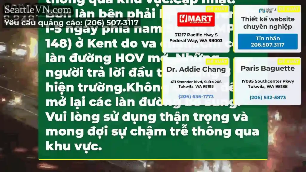 CẬP NHẬT 2: Làn đường bên phải trên I-5 về phía
