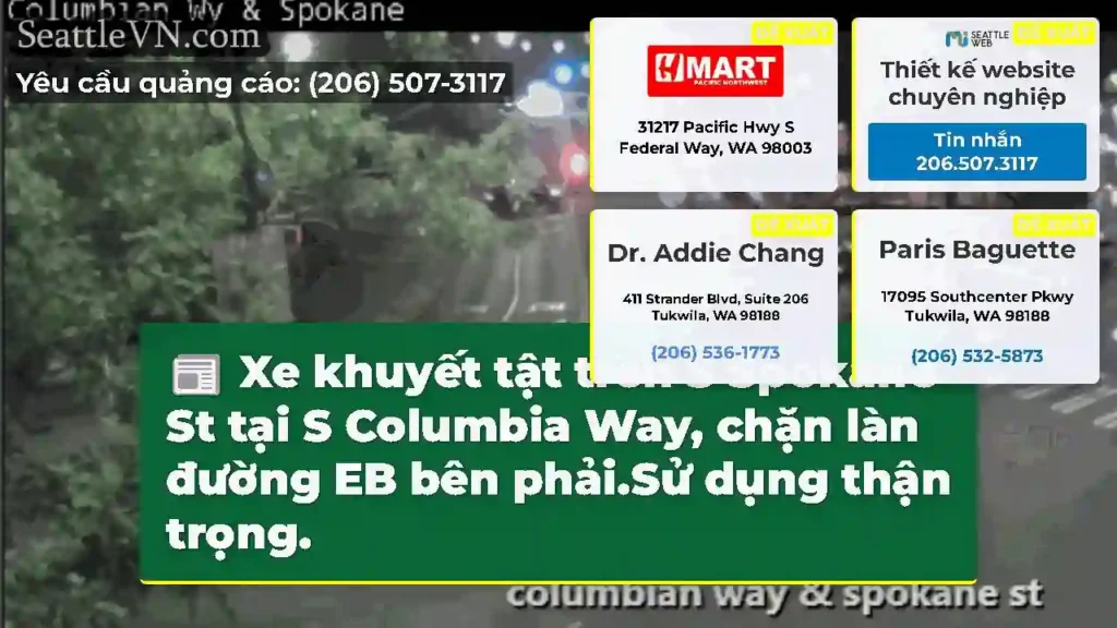 Xe khuyết tật trên S Spokane St tại S Columbia