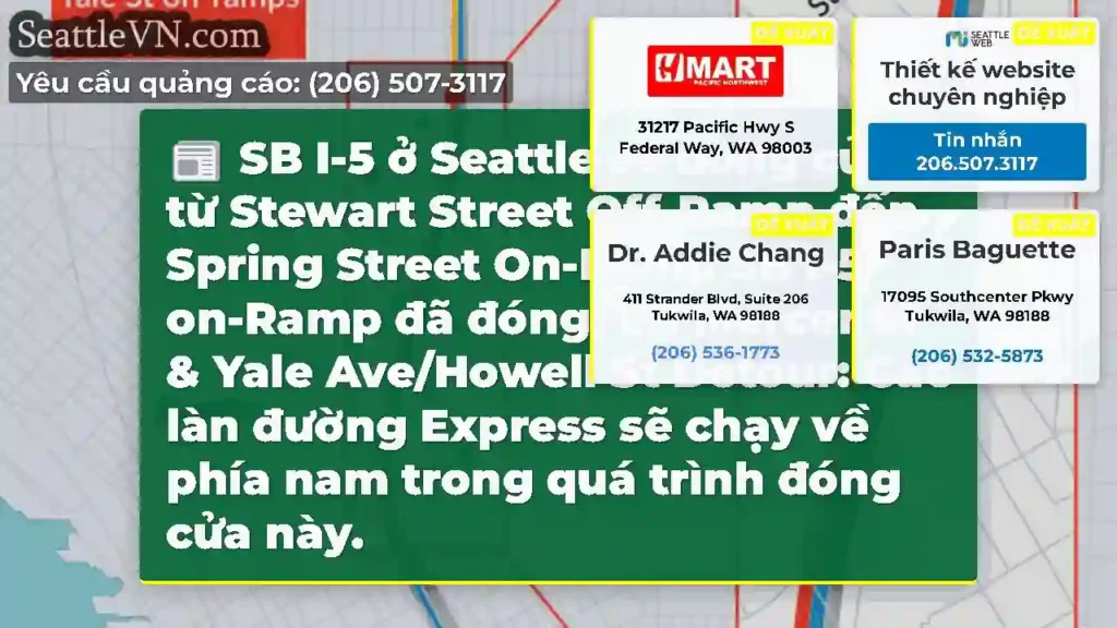 SB I-5 ở Seattle sẽ đóng cửa từ Stewart Street