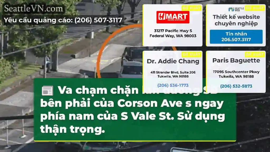 Va chạm chặn làn đường SB bên phải của Corson Ave