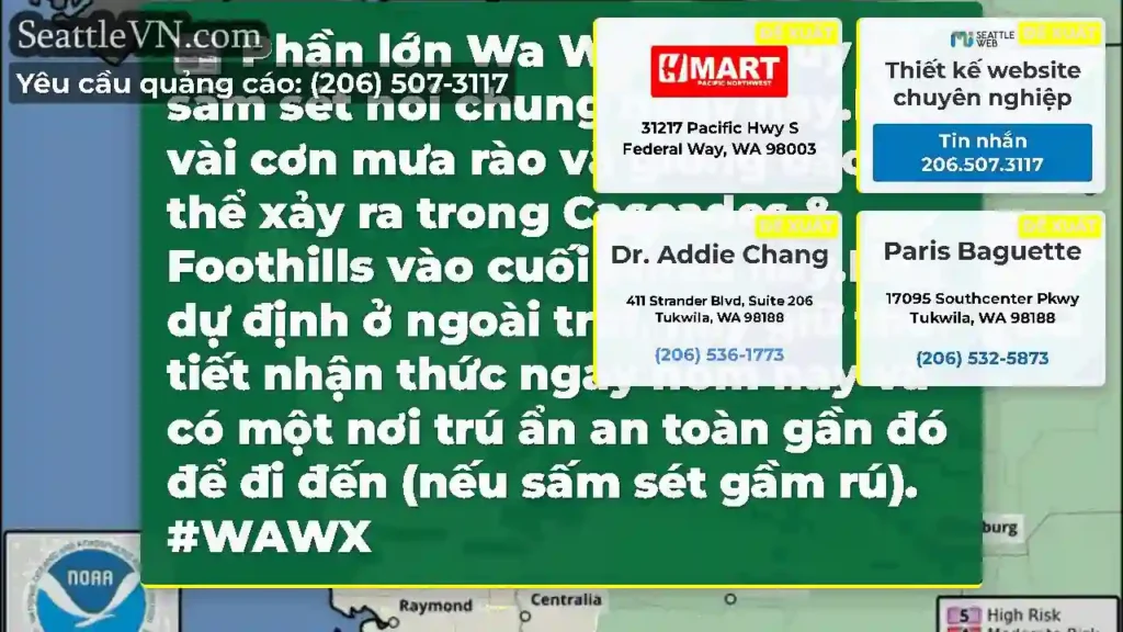 Phần lớn Wa WA có nguy cơ sấm sét nói chung ngày